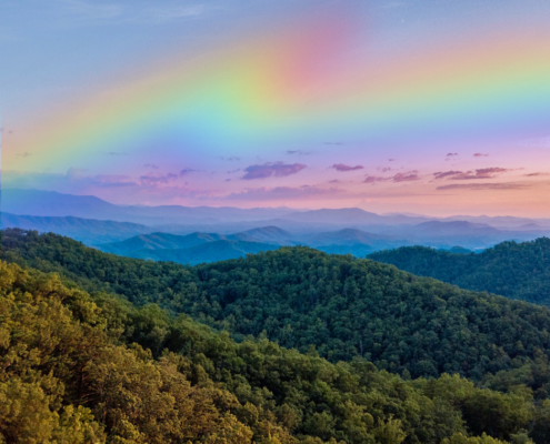 rainbow squiggle over tennessee mountains